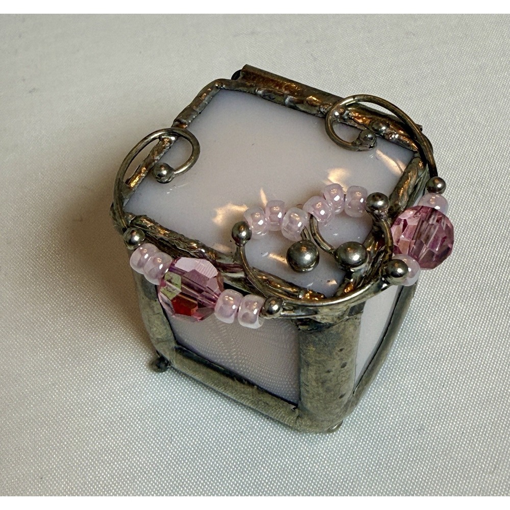 Vintage Tooth Fairy Pink Stained Glass Box Seven Sisters - Picture 4 of 8